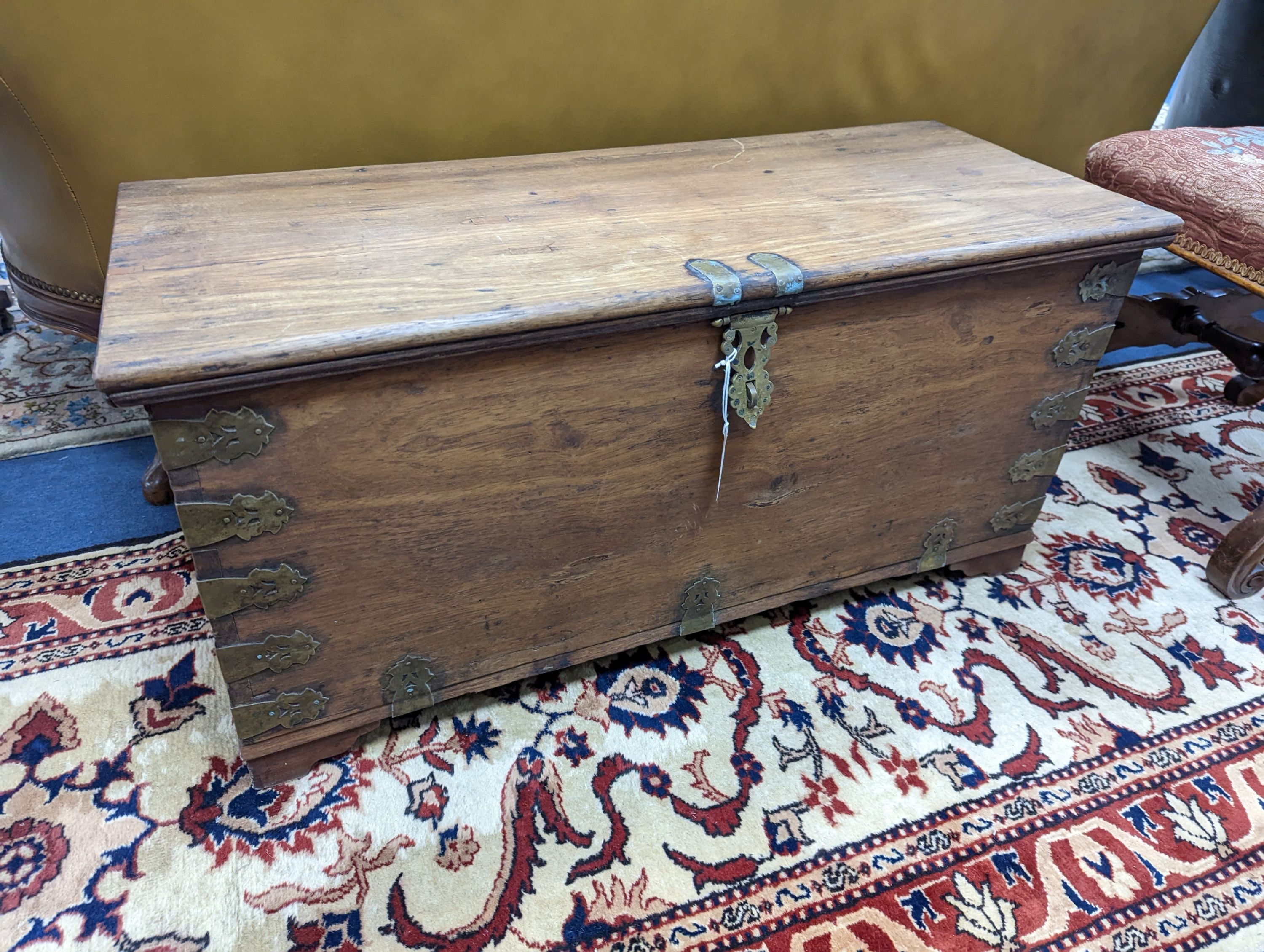 A small Eastern rectangular hardwood trunk, length 92cm, depth 38cm, height 44cm